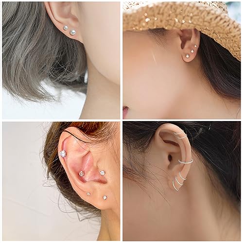 IFKM Silver Jewelry Set For Women With Chokers Pendant Necklaces, Layered Link Bracelets Bangle, Stackable Knuckle Rings, Stud And Hoop Earrings Dainty Elegant Cute Valentine Anniversary Birthday Friendship Gift - Image 5