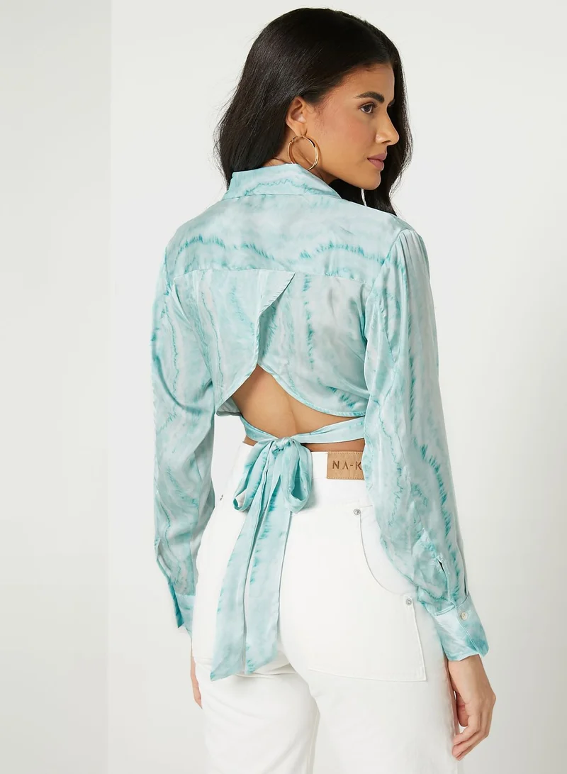 TOPSHOP Tie Dye Knot Detail Crop Top