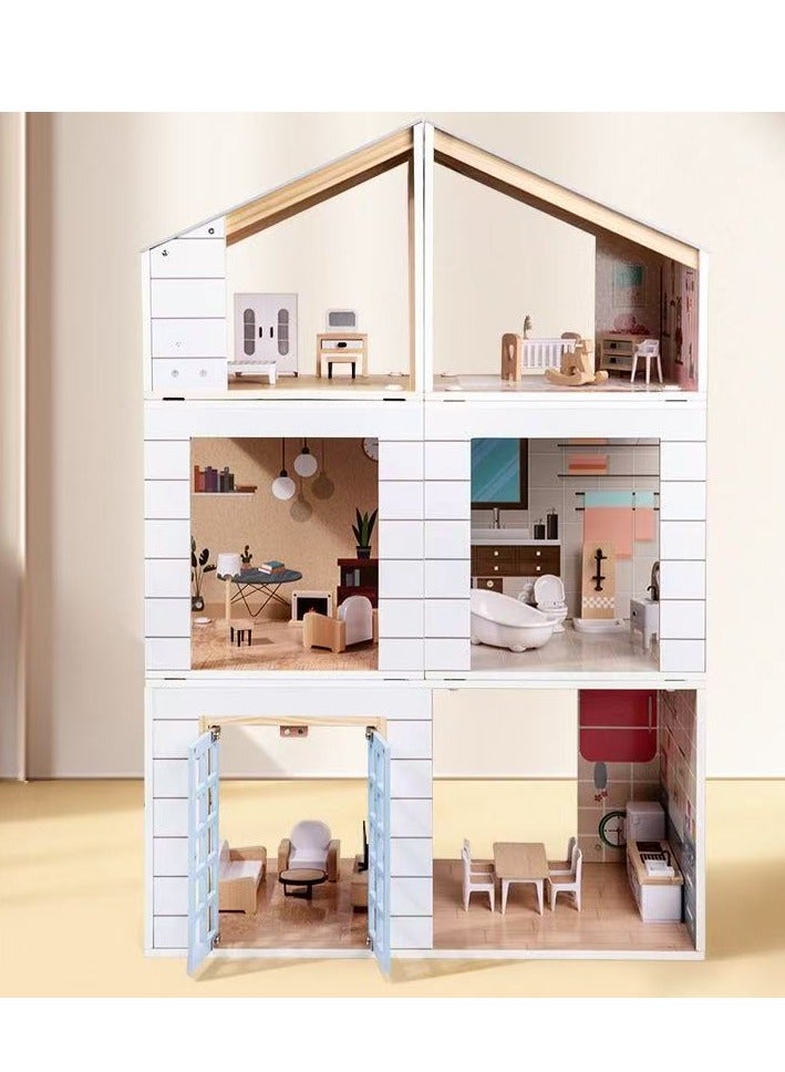 Factory Price Wooden Dollhouse – Large 3-Story Wooden Playset for Boys, Girls & Toddlers – 89 x 50 x 50 cm – Pretend Play Gift Set - Image 5