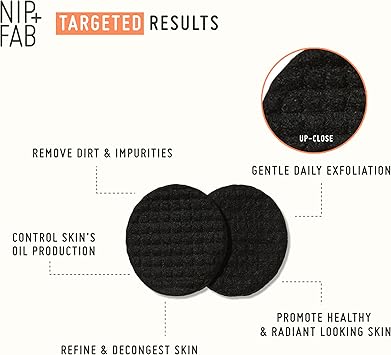 NIP+FAB Nip Fab Charcoal and Mandelic Acid Fix Daily Cleansing Face Pad with Witch Hazel and Lotus Flower Extract for Refining Minimizing Pores Oil Control 60 Facial Pads - Image 3
