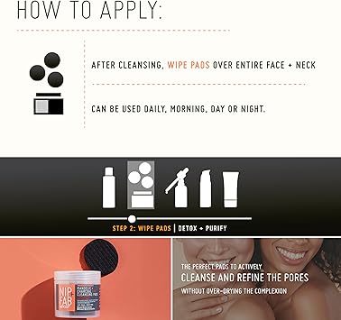NIP+FAB Nip Fab Charcoal and Mandelic Acid Fix Daily Cleansing Face Pad with Witch Hazel and Lotus Flower Extract for Refining Minimizing Pores Oil Control 60 Facial Pads - Image 5