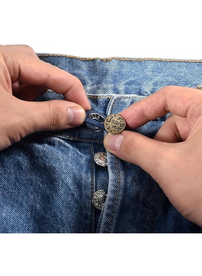 أزرار معدنية لتوسيع البنطلونات والتنانير - مشابك قابلة للتعديل لحزام الخصر، مناسبة للجينز والبنطلونات والتنانير، سهلة الارتداء للرجال والنساء - عبوة من 6 قطع - Image 2