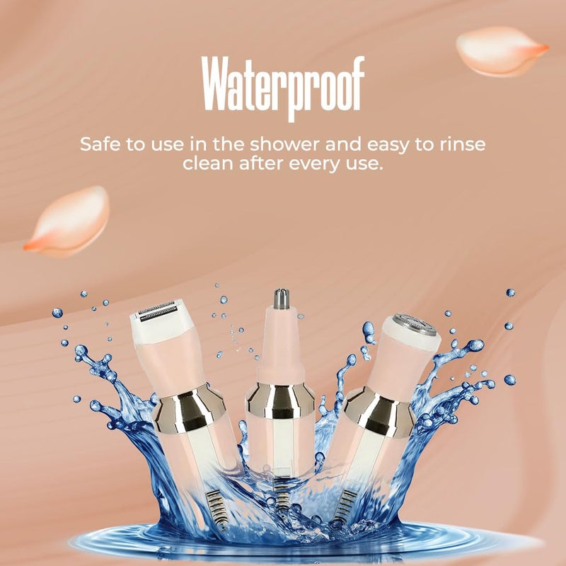 Concepta Hair Removal Machine 4 in 1 | Facial Shaver, Eyebrow Trimmer, Bikini Trimmer & Body Shaver | Hair Removal Machine for Women | Travel-Friendly Grooming Kit (Pink) - Image 5