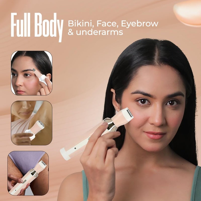 Concepta Hair Removal Machine 4 in 1 | Facial Shaver, Eyebrow Trimmer, Bikini Trimmer & Body Shaver | Hair Removal Machine for Women | Travel-Friendly Grooming Kit (Pink) - Image 2