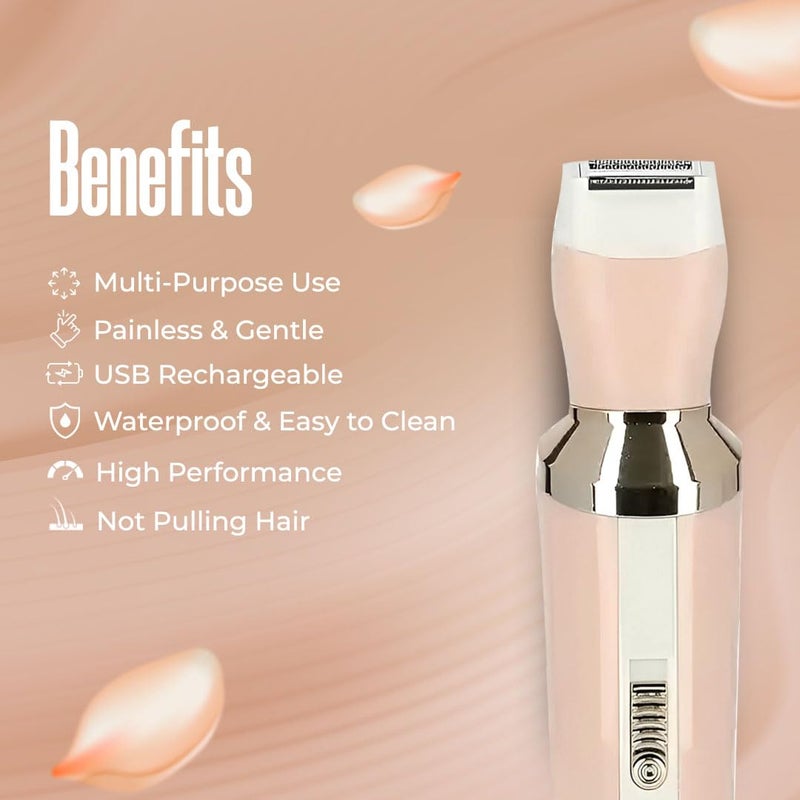 Concepta Hair Removal Machine 4 in 1 | Facial Shaver, Eyebrow Trimmer, Bikini Trimmer & Body Shaver | Hair Removal Machine for Women | Travel-Friendly Grooming Kit (Pink) - Image 3