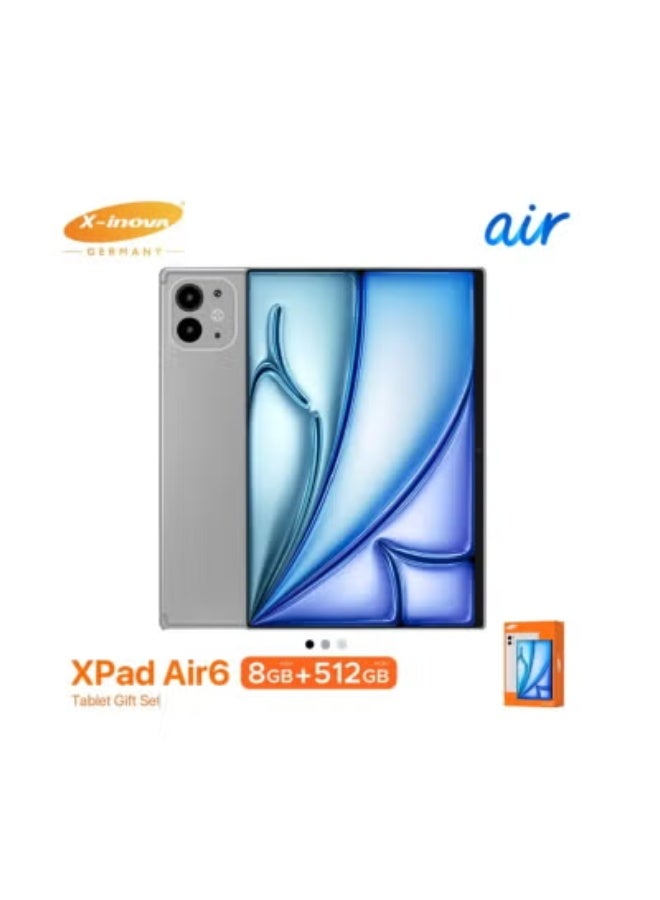 X-Inova X-Inova XPad Air6 Tablet – 8GB RAM, 512GB Storage, 13MP Rear Camera, 10.1" Display, Android 15, Dual SIM 4G, 6000mAh Battery, Wireless Bluetooth Keyboard, Folio Stand Cover, Expandable Storage, Face Unlock – Grey  - Image 1