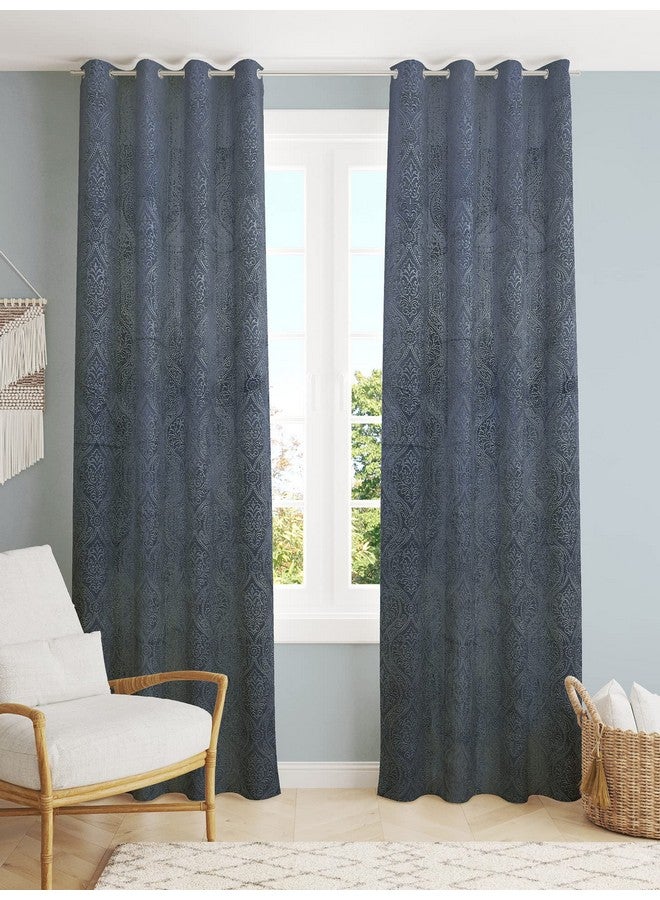 Homefab India 2 Piece Velvet Door Curtains - 7 feet, Grey - Image 2