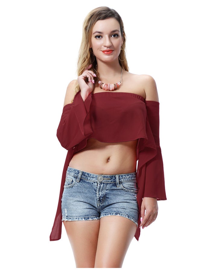 24 Color  European And American Women's Shoulder Collar Rubber Ribbon Women's T-shirt Ml550
