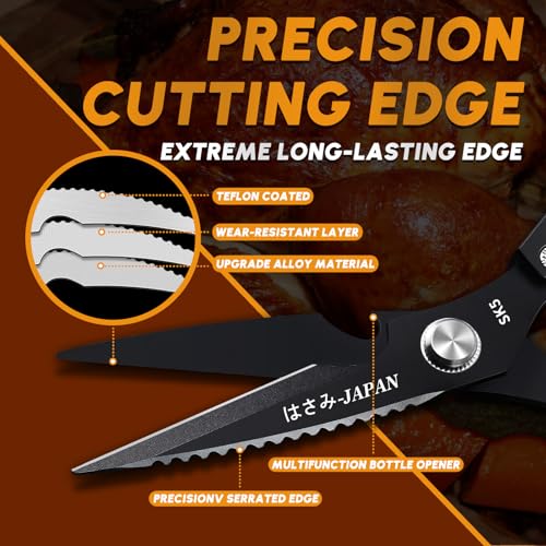Huusk Kitchen Shears Set, Heavy Duty Poultry Shears, Japanese Kitchen Scissors for Meat, Chicken Bones, and Turkey - Image 3