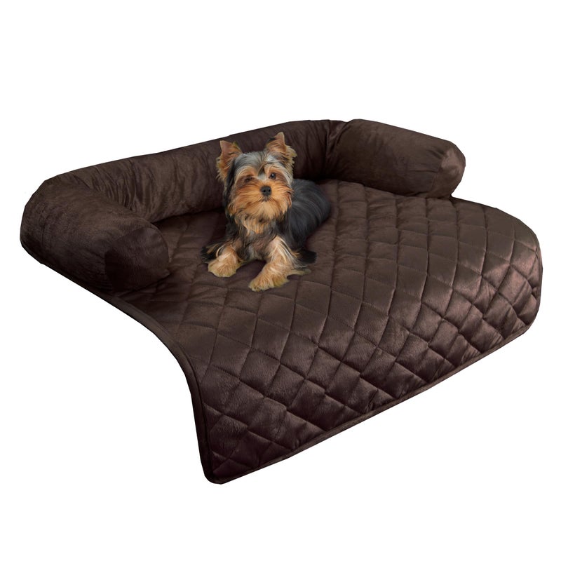 Couch Cover for Dogs 30x305 Pet Furniture Protector with Memory Foam Bolster Quilted Fabric and WaterResistant Base Layer by PETMAKER Brown