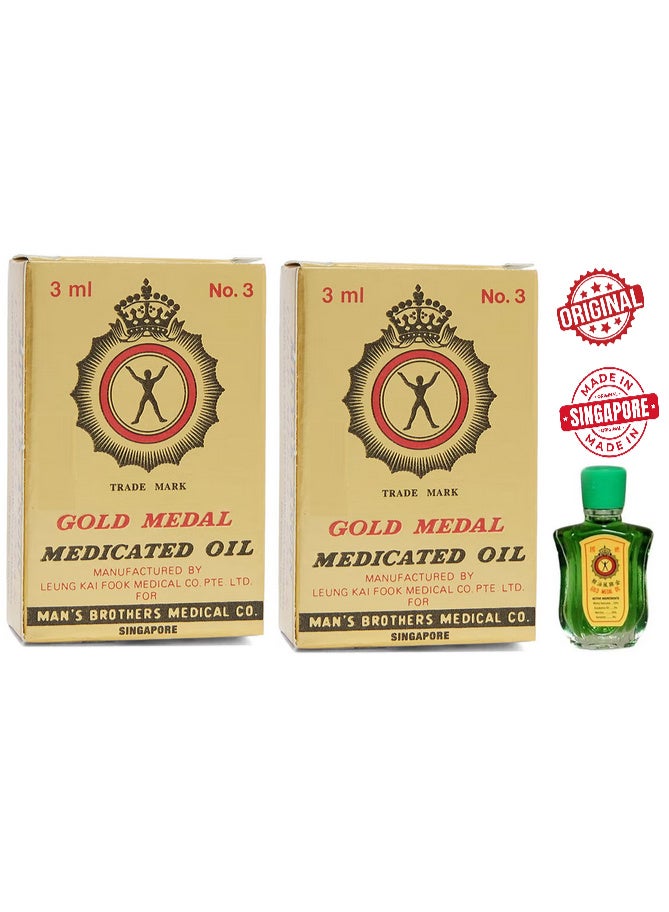 Gold Medal Branded Original Fresh Medicated Oil 3ml pack of 2 Piece - Image 1