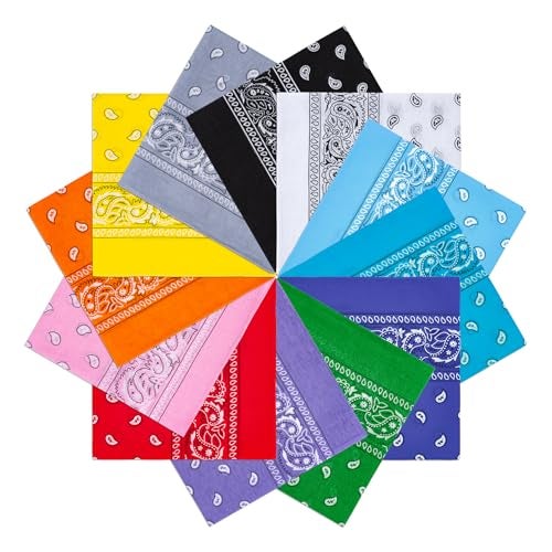 BOOMIBOO 12Pcs Bandanas For Men＆Women,100％ Premium Quality Cotton Handkerchidf 22''×22'' Paisely Pattern Hair Headband - Image 1