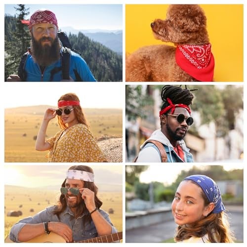 BOOMIBOO 12Pcs Bandanas For Men＆Women,100％ Premium Quality Cotton Handkerchidf 22''×22'' Paisely Pattern Hair Headband - Image 4
