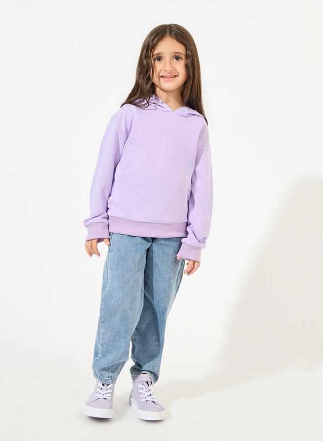 Styli Solid Hoodie with Dropped Shoulder - Image 2