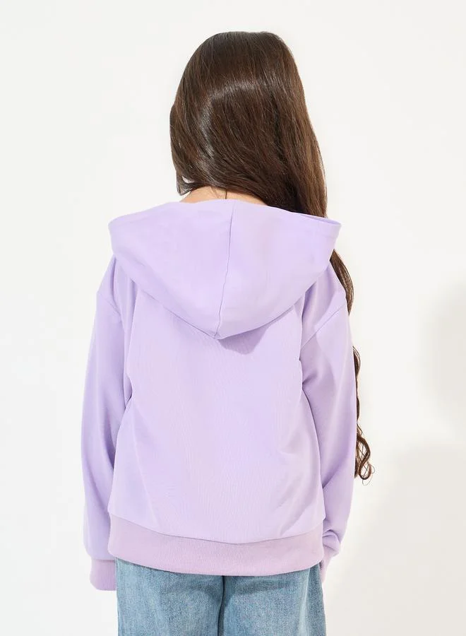 Styli Solid Hoodie with Dropped Shoulder
