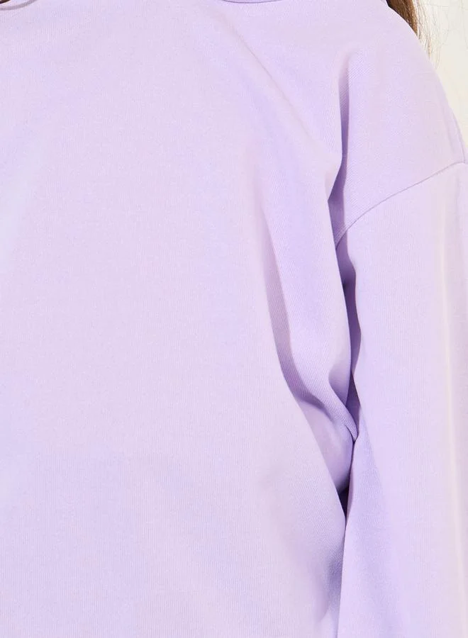 Styli Solid Hoodie with Dropped Shoulder