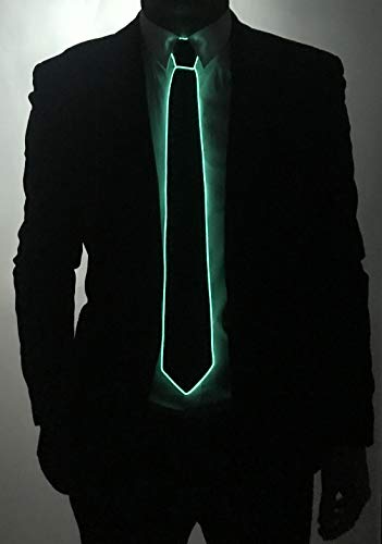 SATUMIKO Burning Man Light Up Fanny Ties Novelty Necktie For Men LED Light Up Ties Costume Accessory (Green-Micro Solid Tie) - Image 4