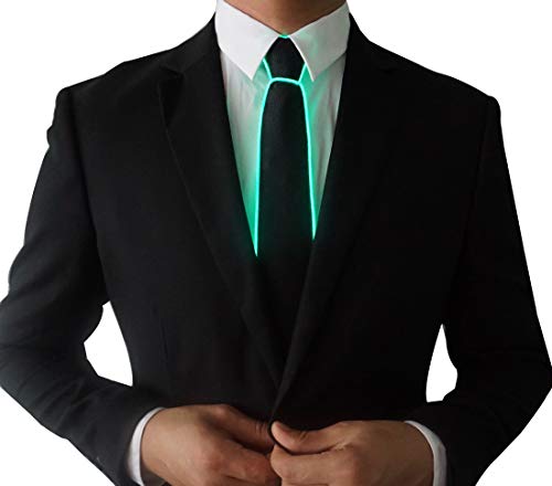 SATUMIKO Burning Man Light Up Fanny Ties Novelty Necktie For Men LED Light Up Ties Costume Accessory (Green-Micro Solid Tie) - Image 3