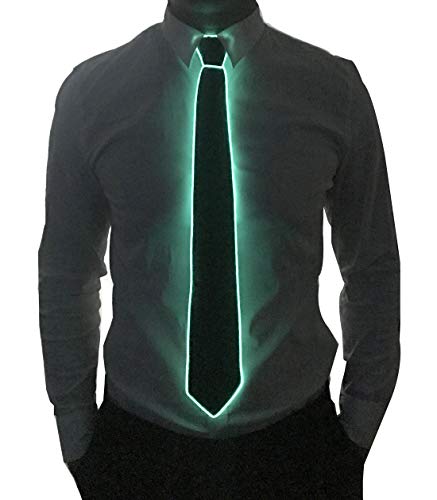 SATUMIKO Burning Man Light Up Fanny Ties Novelty Necktie For Men LED Light Up Ties Costume Accessory (Green-Micro Solid Tie) - Image 2