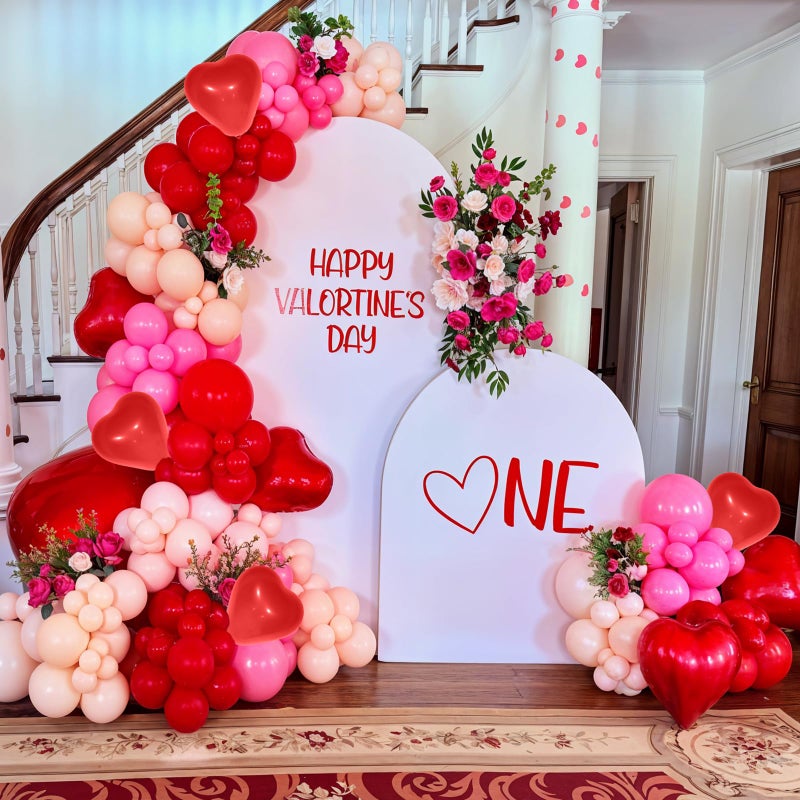 Froova Valentines Day Balloon Arch Kit Pink Red Balloons Garland Red Pink Heart Shaped Latex Party Balloon for Women Anniversary Sweet Valentine Day Romantic Decorations Special Night Party - Image 3