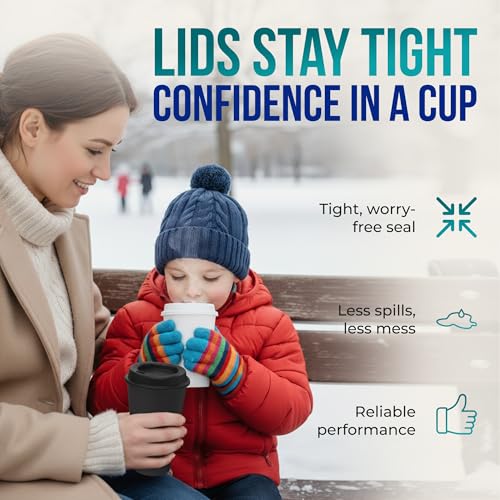 Rolling Sands USA Made 16 oz Reusable Coffee Cups with Lids 2 Pk, To Go Travel Cups, Hot or Cold Drinks, Dishwasher and Microwave Safe, White Cups, Black Lids - Image 4