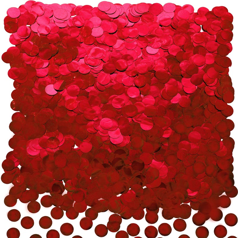 AWESON PARTY Red Foil Metallic Round Table Scatter Decor - Circle Dots Mylar Confetti for Wedding, Bachelorette, Valentine's, Mother's Day, Baby Shower & Birthday Parties - 60g - Image 1