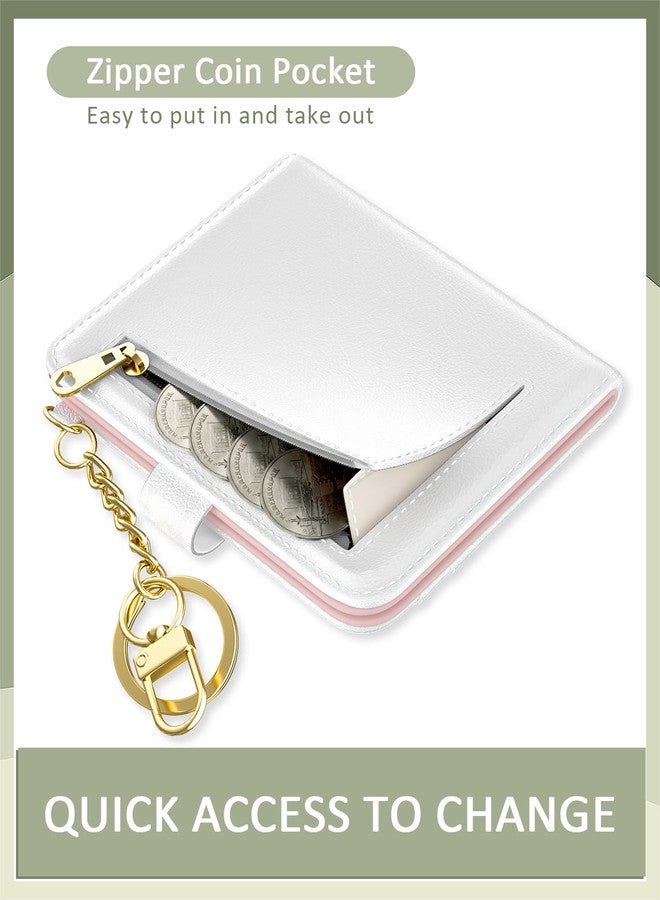 Aiawoxc Womens Wallet, RFID Small Wallets for Women, Slim Compact Credit Card Holder, Cute Leather Bifold Ladies Purse with Zipper Coin Pocket and ID Window, White - Image 5