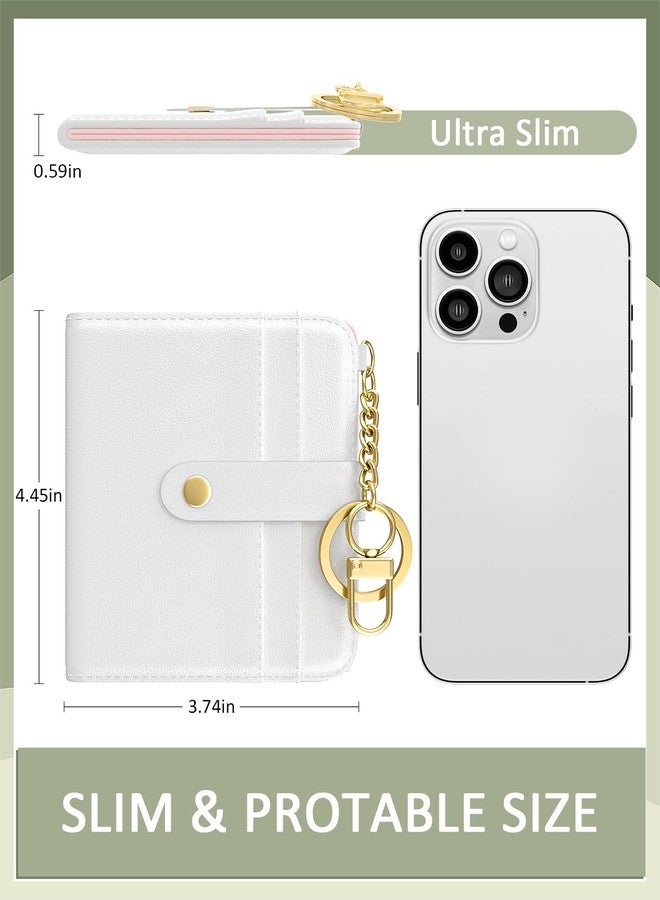 Aiawoxc Womens Wallet, RFID Small Wallets for Women, Slim Compact Credit Card Holder, Cute Leather Bifold Ladies Purse with Zipper Coin Pocket and ID Window, White - Image 2