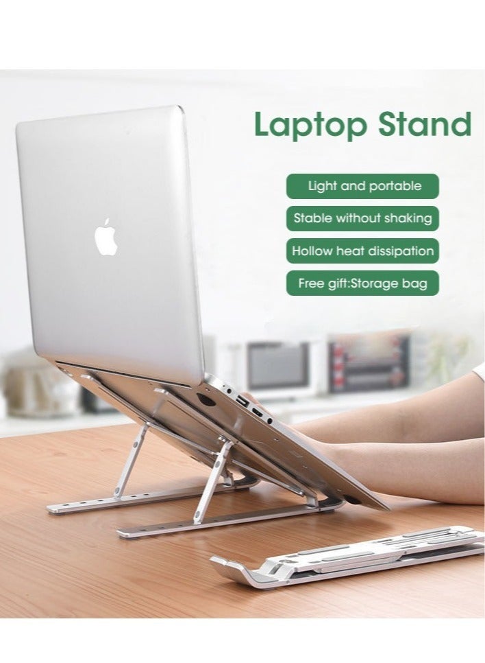 ELTRAZONE 7-Level Adjustable Aluminum Alloy Foldable Laptop Stand Silver - Image 3