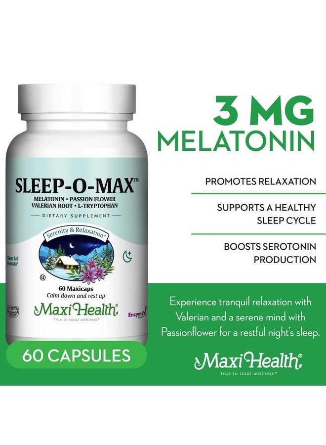 Maxi Health Maxi Health Adults Herbal Sleep-O-Max with Valerian Root, Melatonin, Tryptophan, Passionflower - Natural Sleep Supplement - Calm Sleep Support Formula - Image 3