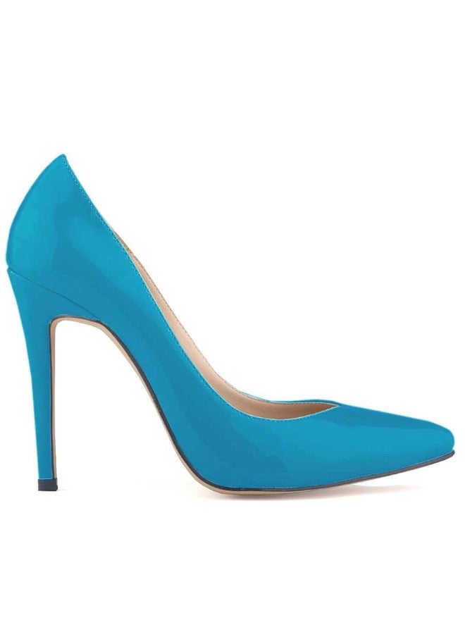 Loquat British Style Pointed Toe Ball Stiletto Heels Blue  - Image 2