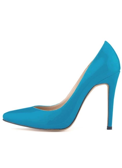 British Style Pointed Toe Ball Stiletto Heels Blue