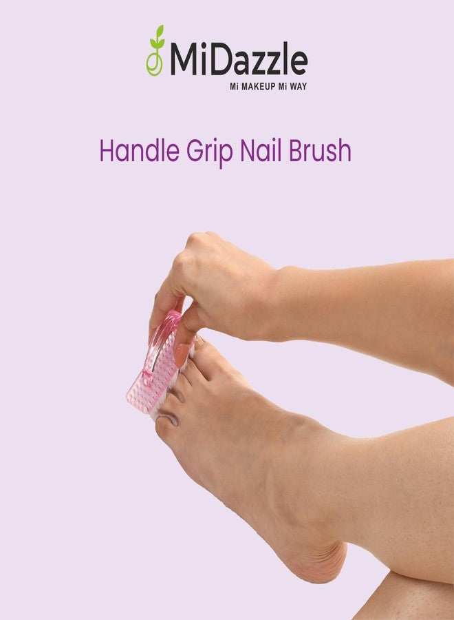 Midazzle Handle Grip Nail Brush Fingernail Cleaner Pedicure Scrub Foot Brushes Toes Cleaning Tool Kit (Multicolor) (Pack of 2) - Image 2