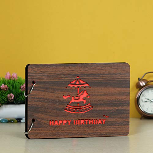 Webelkart Wooden DIY Scrapbook Memory Book Photo Album (26 x 16 x 4 cm, 0.5 kg) -30 Sheets - Image 2