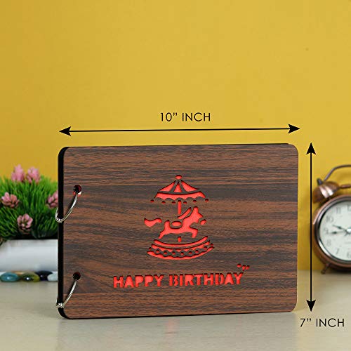 Webelkart Wooden DIY Scrapbook Memory Book Photo Album (26 x 16 x 4 cm, 0.5 kg) -30 Sheets - Image 3