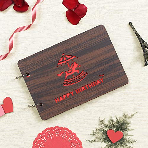 Webelkart Wooden DIY Scrapbook Memory Book Photo Album (26 x 16 x 4 cm, 0.5 kg) -30 Sheets - Image 1