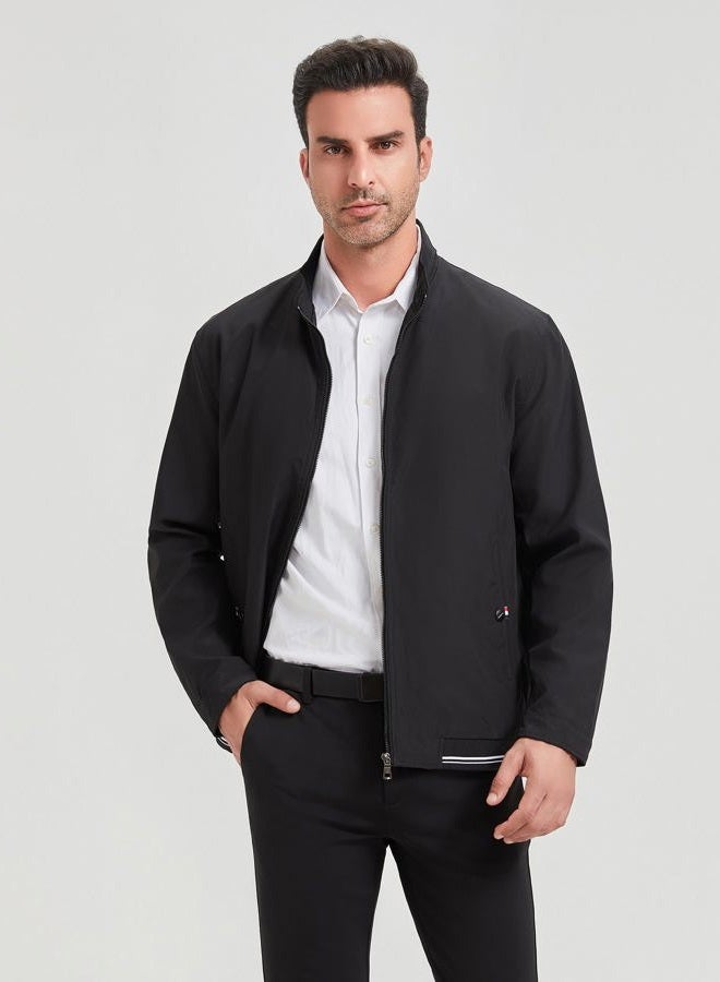 HaoMay Men's Business Casual Full Zip Lightweight Outwear Jackets, Black, S - Image 3