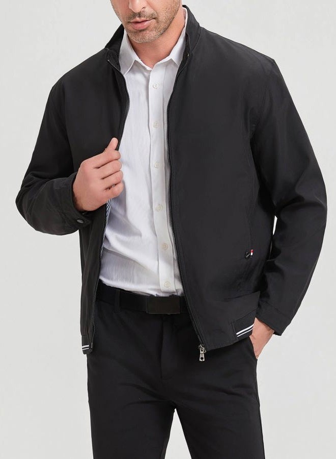 HaoMay Men's Business Casual Full Zip Lightweight Outwear Jackets, Black, S - Image 2