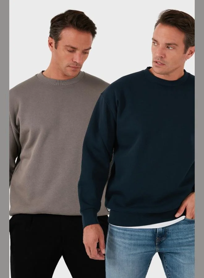 Buratti Buratti Regular Fit Crew Neck Fleece Lined 2-Pack Men's Sweatshirt 5905255S2