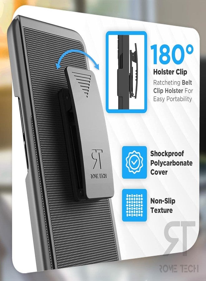 ROME TECH Designed for Samsung Galaxy Z Fold3 5G Case with Belt Clip Holster - Kickstand Cover Phone Case - Black - Image 3