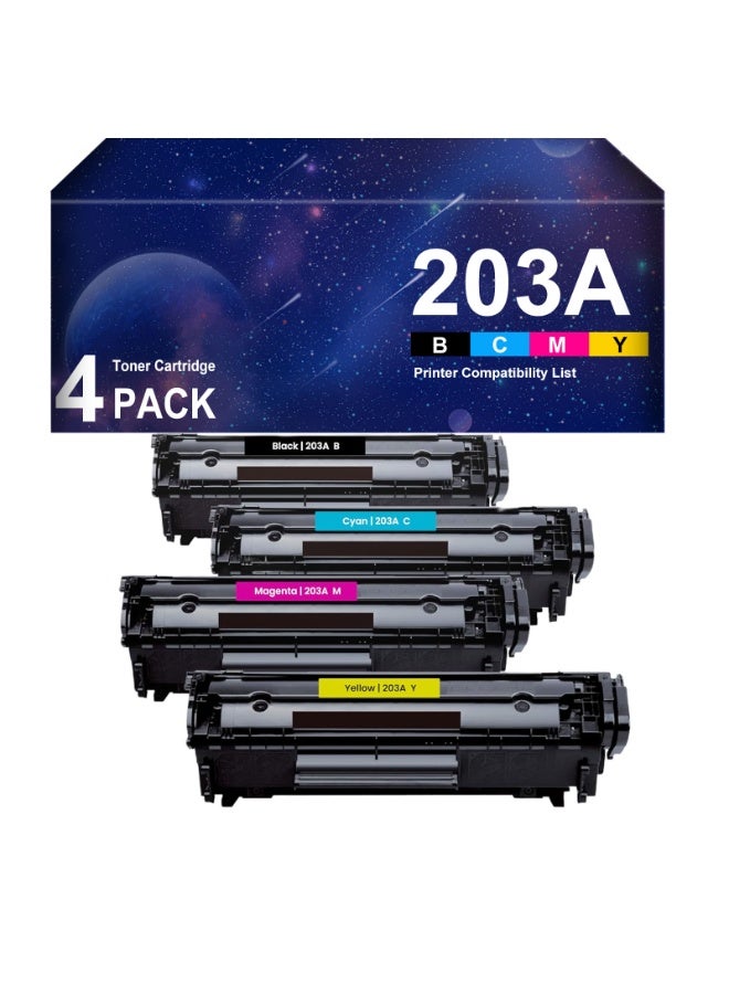 203A CF540A CF541A CF542A CF543A مجموعة حبر متوافقة مع لون Laserjet Pro MFP M254dw M254dnw M280nw M281fdn M281fdw M281cdw أسود سماوي أصفر أرجواني - Image 1