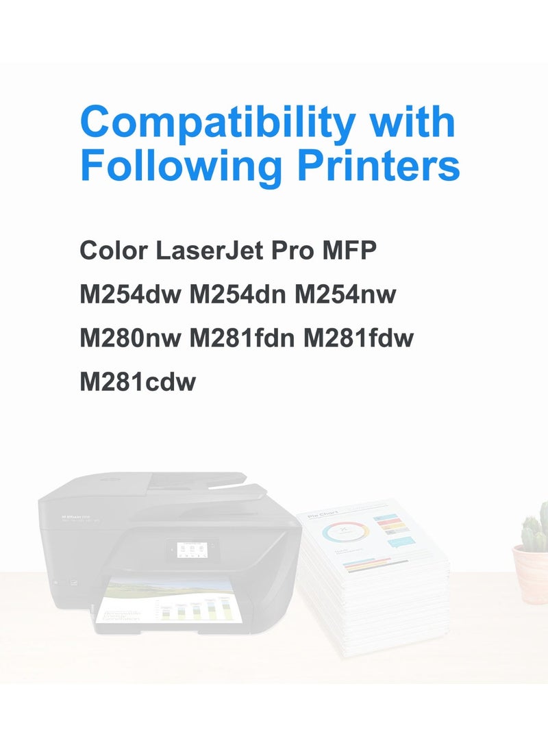 203A CF540A CF541A CF542A CF543A مجموعة حبر متوافقة مع لون Laserjet Pro MFP M254dw M254dnw M280nw M281fdn M281fdw M281cdw أسود سماوي أصفر أرجواني - Image 2
