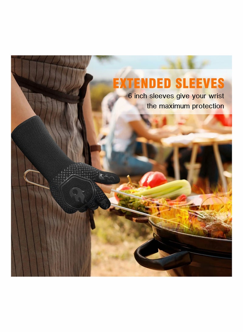 Long Silicone Oven Mitts Washable BBQ Grill Gloves Heat Resistant - Image 2