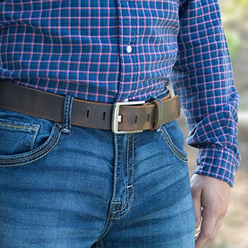 Nickel Smart Titanium Wide Pin Brown Distressed Leather Belt (36") - Image 2