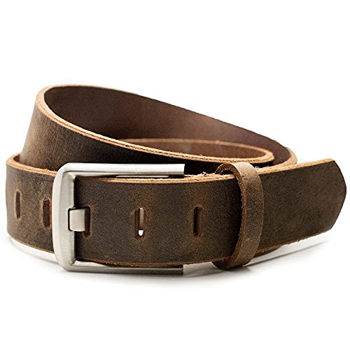 Nickel Smart Titanium Wide Pin Brown Distressed Leather Belt (36") - Image 4