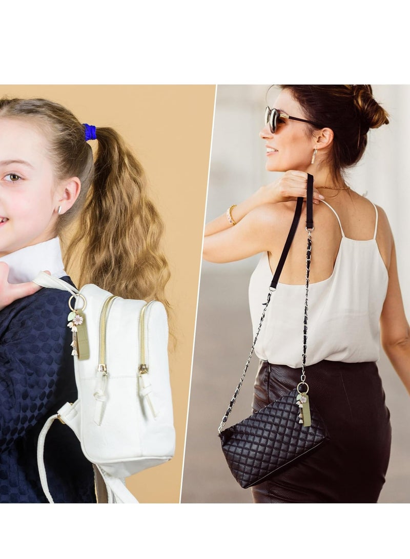 أوزيغالور 2 قطعة سلاسل مفاتيح جلدية من زنبق الوادي، سلاسل مفاتيح جلدية من زنبق الوادي، حلقات مفاتيح من زهرة الجرس السحلبية للنساء والفتيات، إكسسوارات لطيفة لحقائب اليد. - Image 3