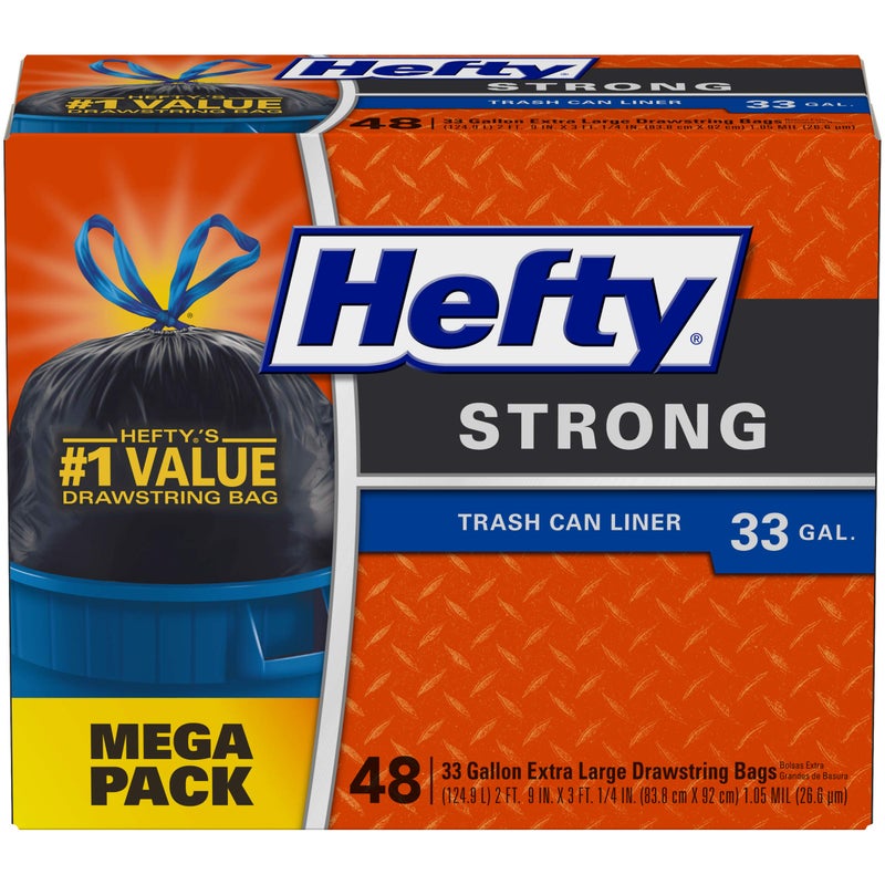 Hefty أكياس قمامة هيفتي القوية الكبيرة 33 جالون 48 حبة عبوة من 3 144 إجمالي - Image 3