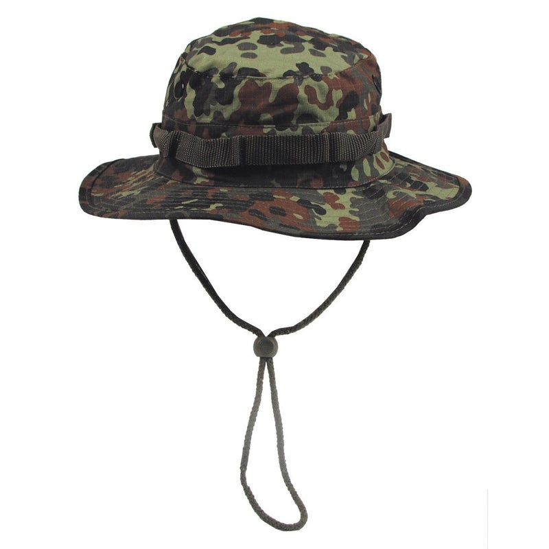 GI Boonie Jungle Combat Hat German Army 100% Cotton Ripstop Flecktarn Camo, Size M