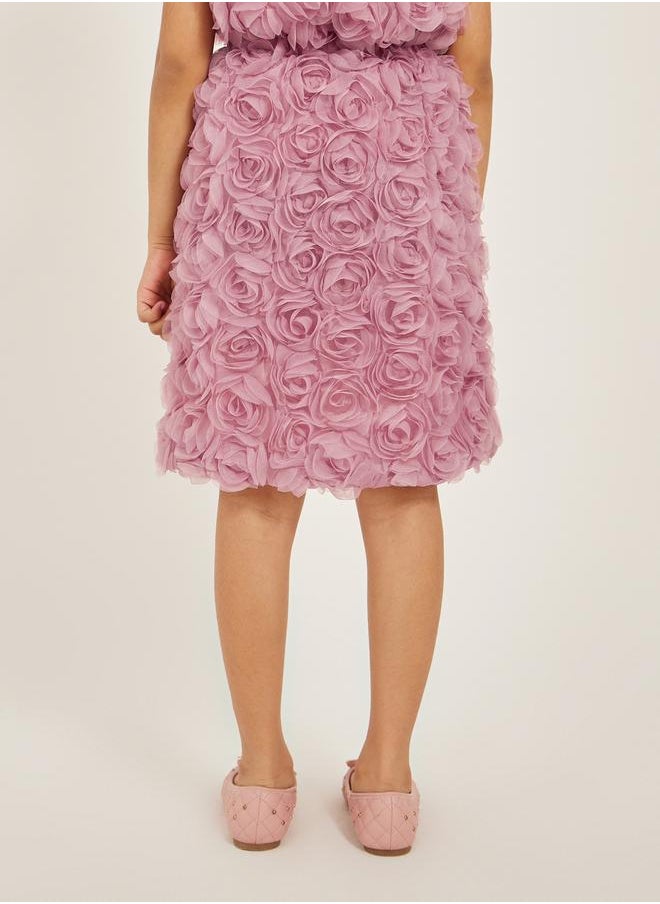 Styli Roses Applique Mesh Skirt  - Image 4
