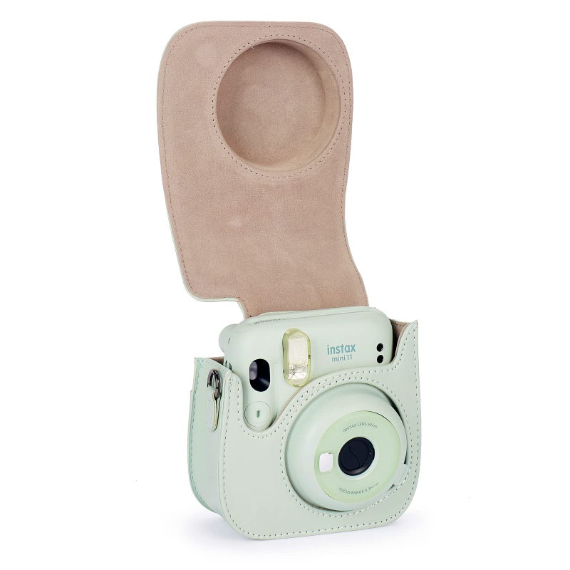 Phetium Instant mini 12 Camera Protective Case Compatible with Instax Mini 12 11,PU Leather Bag with Pocket and Adjustable Shoulder Strap (Cloud Green) - Image 3